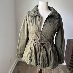 Olive Green Cotton Women’s Hooded Jacket